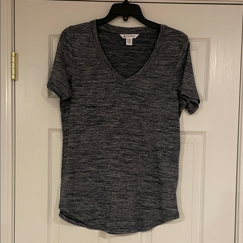 Athleta Heather Gray and Navy V-Neck Women's Top